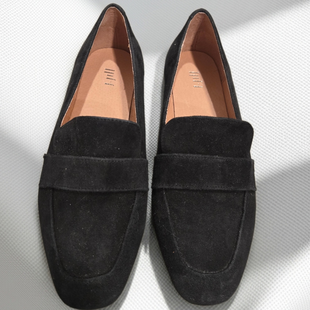 J.Jill Black Suede Loafers Size 7 Classic Minimalist Slip On Flats Work Shoes